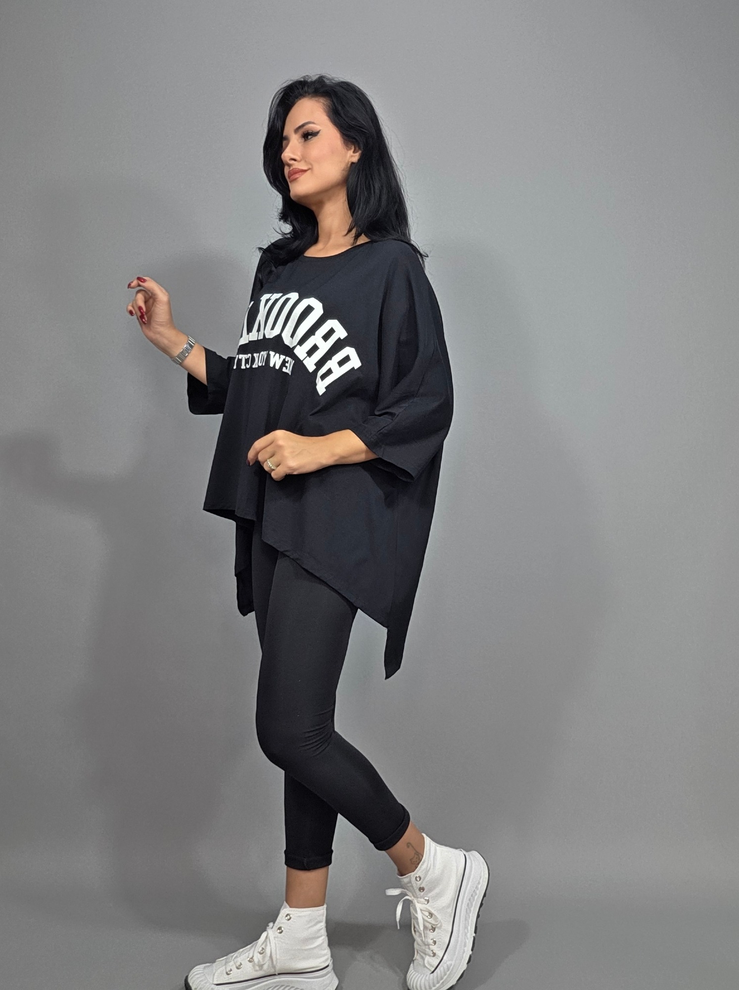 Oversize Baskılı Salaş Tshort