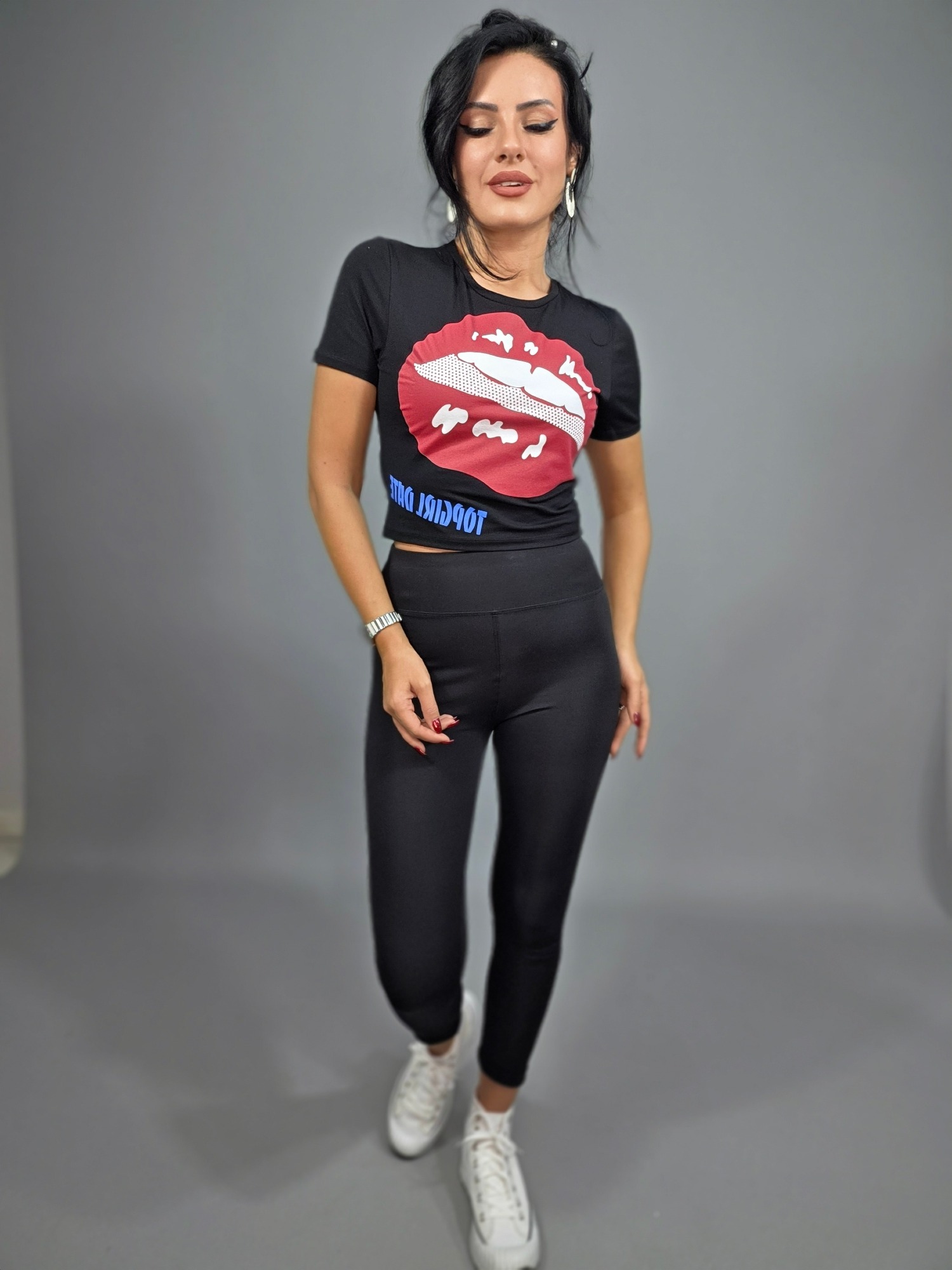 Dudak Baskılı Crop Tshort