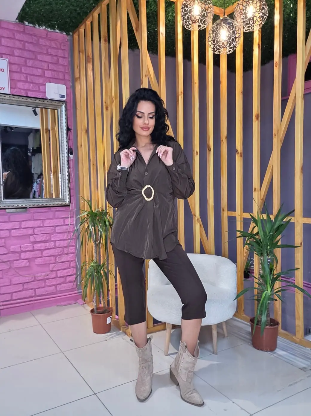 Gold Tokalı Uzun Kollu Bluz · Kahve